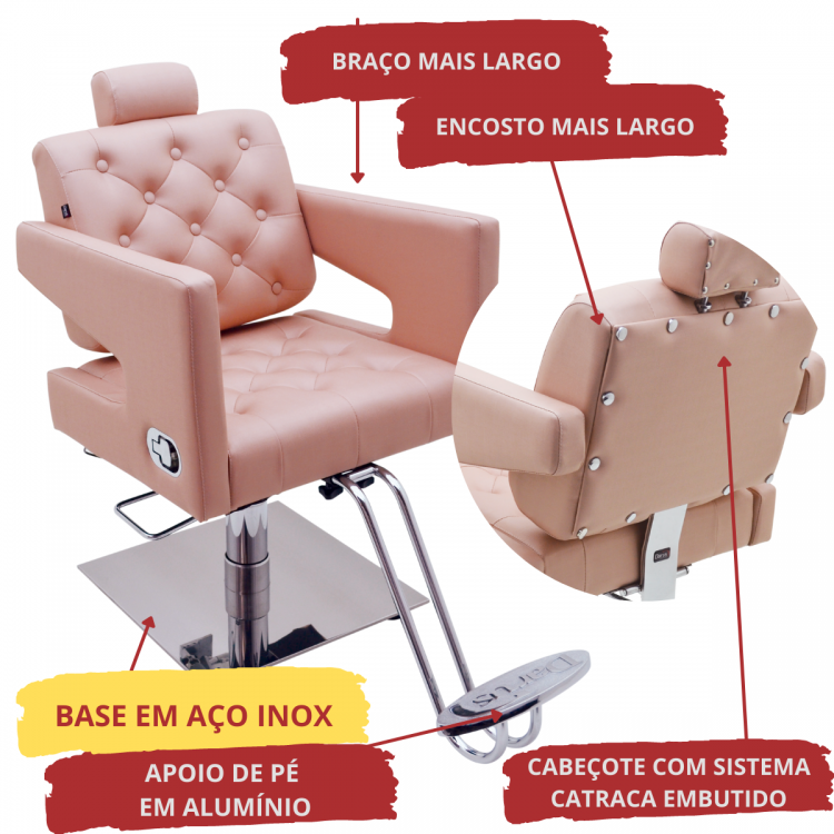 Cadeira Poltrona Hidráulica Spyder Base Estrela - Fabricante: Darus Design  - Cor: Preto Bling no Shoptime